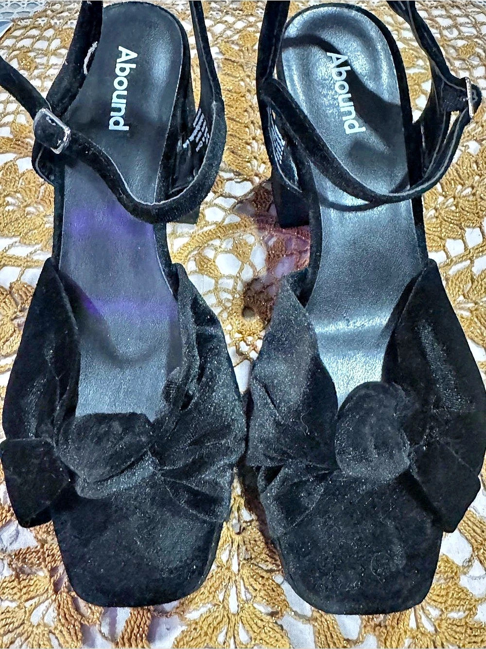 Around Black Bow Platform Heels US 9.5M